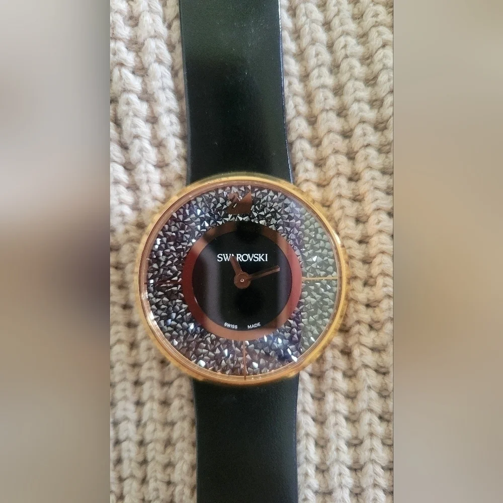 Swarovski Crystaline Watch, Black, Rose-Gold Tone